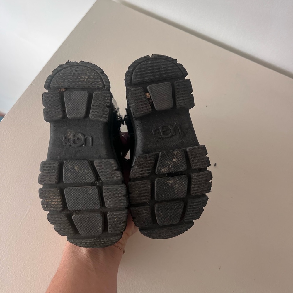 UGG Kids Black Glitter Combat Boots toddler size 8 - Picture 6 of 8